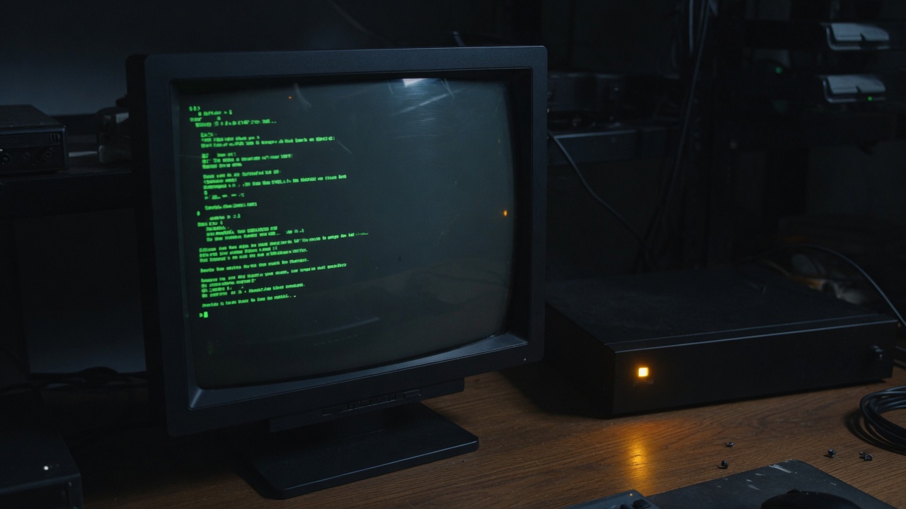 Placeholder: a dim workshop monitor showing a green-on-black terminal